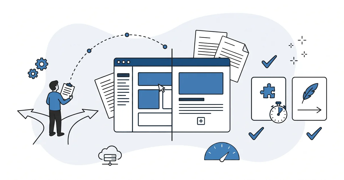 WordPress page builder vs core decision sorted by three reader profiles, this post's audit.