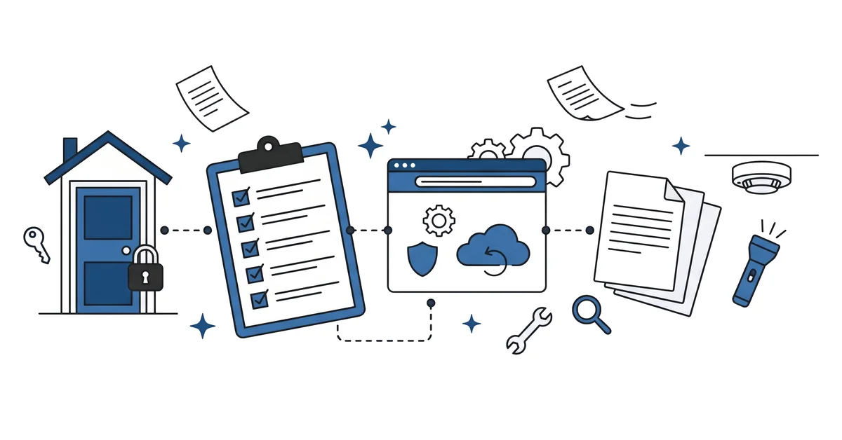 First-hour WordPress checklist where five settings, four security moves, and three plugins compound.